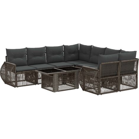 Conjunto de sofás de jardín 9 uds. Gris y Gris Oscuro vidaXL (1/5)
