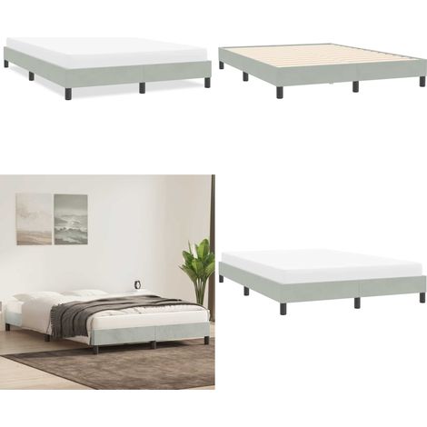 Giroletto senza Materasso Grigio Chiaro 140x210 cm Velluto - Letto con base a doghe - Letto con gambe stabili