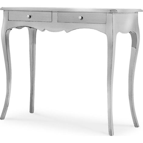 Consolle classica in legno 2 cassetti Foglia Argento