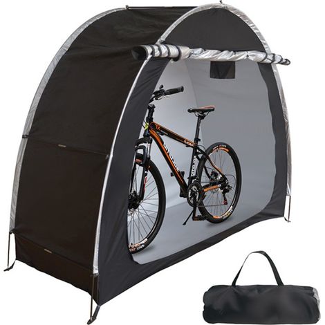 Cobertizo para guardar bicicletas de 20085165 cm, resistente y plegable, fabricado en poliéster duradero y resistente al polvo (negro). (1/4)
