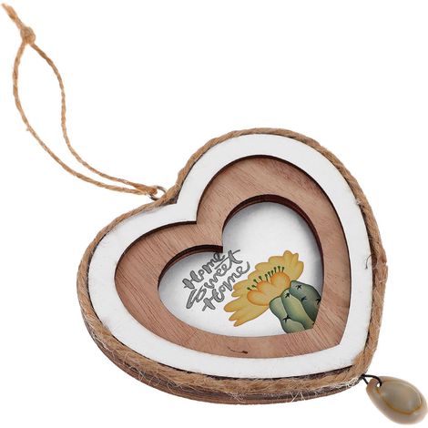 Cadre Photo en Bois Forme Cœur Pêche Non Finition, Léger et Facile à Accrocher pour Décoration Murale ou Porte la Maison (1/5)