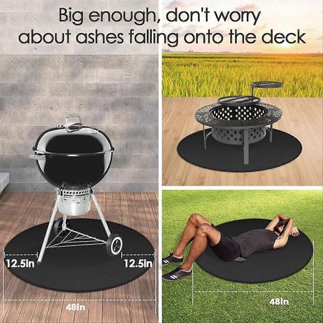 Tapis de protection anti-feu rond 48 pouces pour brasero, barbecue et feu de camp – Surface ignifuge pour sol, sous poêle et gril (1/5)