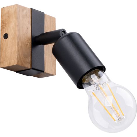 Lámparas de techo Zuca madera negra acero/madera 1xE27  14cm Sollux (1/2)