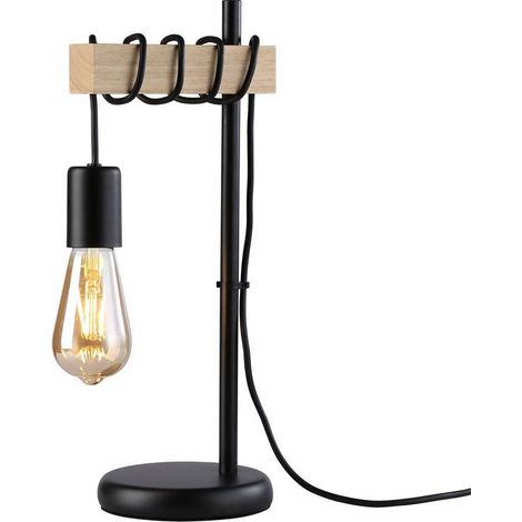 Lámpara De Mesa De Madera "WOODA" - Negro
