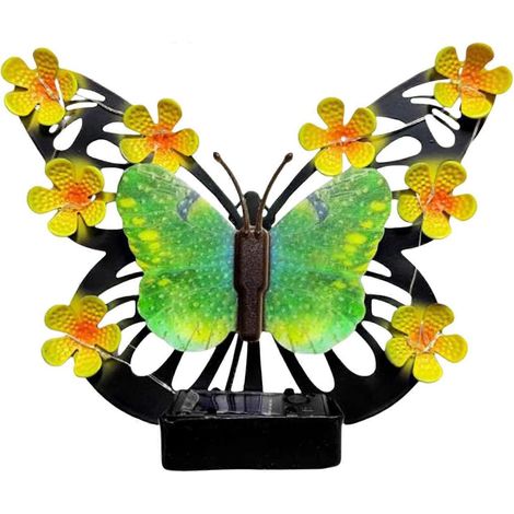 Appliques murales solaires papillon extérieur métal résistant intempéries étanches lampe murale LED antirouille vert pour clôture (1/5)
