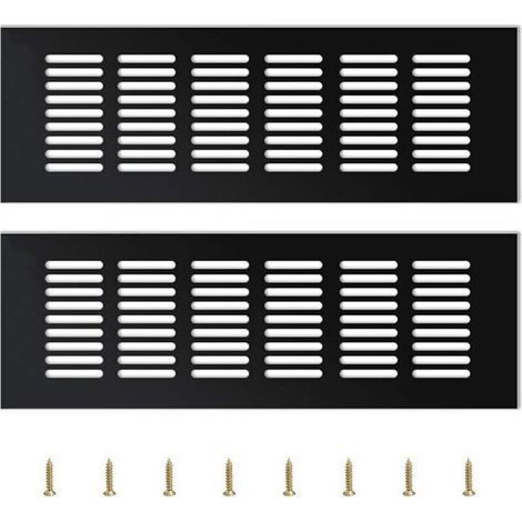 2 Pièces Grille d’Aération Extérieure en Aluminium Réglable Noir pour Ventilation Murale ou Fenêtre (1/4)