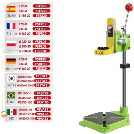 Support de perceuse à colonne, métal durable, hauteur réglable de 16 à 25 pouces, rotation à 90 degrés, adapté pour les mini perceuses électriques, mécanisme de verrouillage sécurisé (1/5)