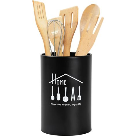 CSPARKV Tableware Container, Stainless Steel Kitchen Cutlery Holder, Kitchen Utensil Organizer, Utensil Holder Storage Box for Fork, Chopsticks, Spoon (Black) (1/5)