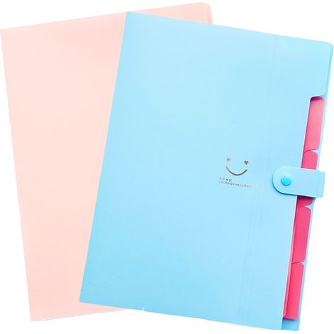 Lot de 2 chemises extensibles à soufflets, 5 compartiments, avec étiquettes, idéales pour le rangement de documents et le bureau.
