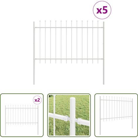 vidaXL Pulverbeschichteter Stahl - Gartenzaun 5 pcs Weiß 8,5 x 0,8 m Pulverbeschichteter Stahl (1/5)