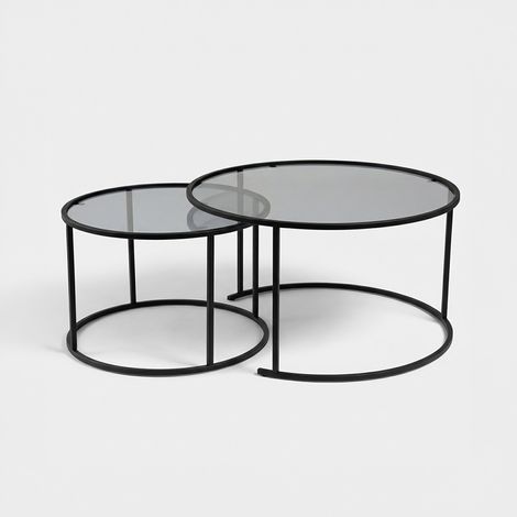 Couchtisch aus getempertem Glas und Metall Aurum Fumé 80 - Schwarz (1/5)