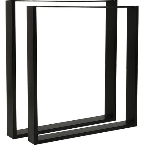 Skecten – Pieds de table en acier massif – Cadres carrés 80x72 cm – Lot de 2 – Finition noire – Installation facile pour tables et bureaux (1/5)