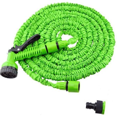 Dehnbarer Gartenschlauch, kurzer und praktischer Gartenschlauch, 1/3"-Anschluss (15 Meter bei Wasseranschluss, grün) (1/5)