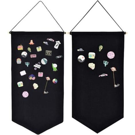 Wand-Präsentationsständer aus Segeltuch für Schmuck und Broschen (Schwarz, 2 STÜCK) (1/4)