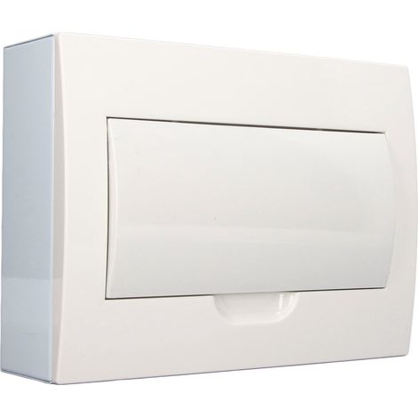 12-fach elektrischer Verteilerkasten mit DIN-Schiene, modularem Aufputz-Schutzkasten, integrierten Leitungsschutzschaltern, max. 170 Zeichen. (1/5)