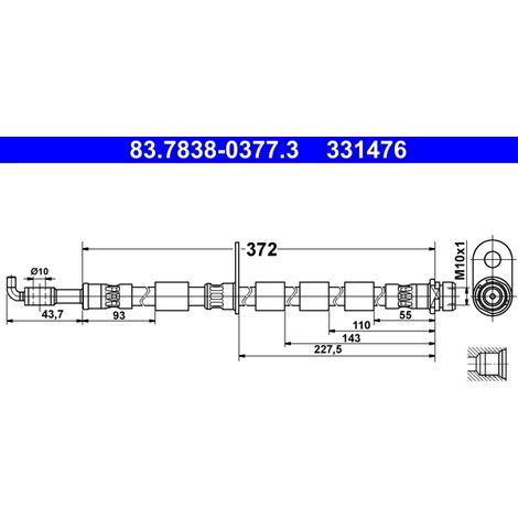 Flexible de frein ATE 83.7838-0377.3 FORD 1751662 1773094 AY11-2078-BA