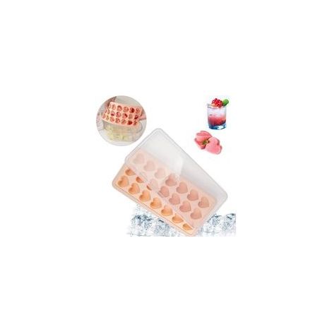 Silicone Facile à Démouler Moule Glaçons en Forme de Cœur, Moule de 21 Trous Glaçons, Bac à Glaçon avec Couvercle Caoutchouc
