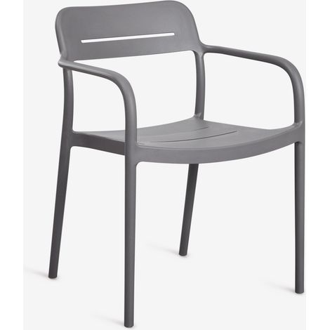 SKLUM 4er-Set stapelbare Gartenstühle mit Armlehnen aus Polypropylen Graneli Grau Graphit                                  