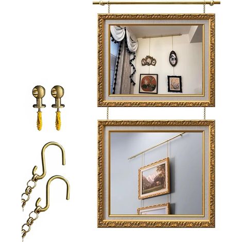 Kit de suspension pour tableau en laiton, tringle galerie, supports (1/5)