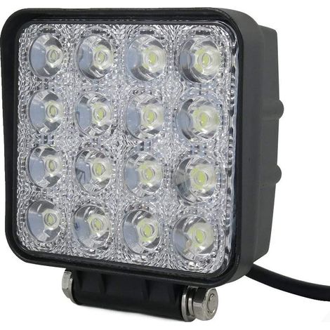 Faro Faretto 48W 16 LED Quadrato per AUTO JEEP BARCA 12V IP67 (1/3)