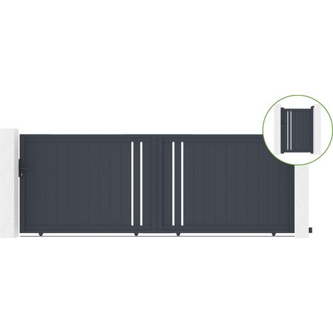 Puerta corredera 4m GIONA H.140cm aluminio + cancela GIONA H140 GRIS (1/5)
