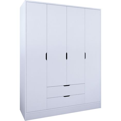 Armario Grande Padre, Ropero Dormitorio, 9 Estantes, 2 Cajones, 140x182h cm Blanco