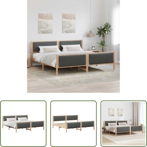 Plattformbett - Bettgestell Braun und Dunkelgrau 200 x 200 cm Massivholz Kiefer (1/5)