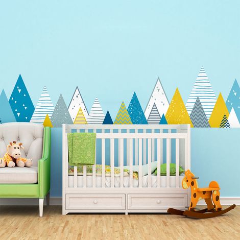 Stickers muraux enfants - Décoration chambre bébé - Autocollant Sticker mural géant enfant montagnes scandinaves BENZKA - 40x65cm (1/5)