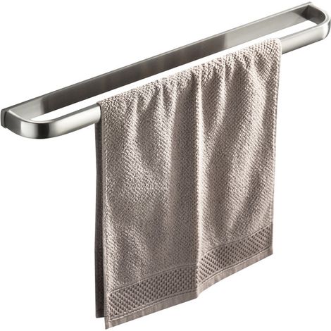 Porte-serviettes mural en laiton, barre simple, pour salle de bain et cuisine, 57 cm (brossé) (1/5)