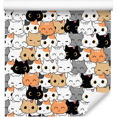 Papier peint Petits Chatons Colorés pour Salon et Chambre 50x1000 cm (1/5)