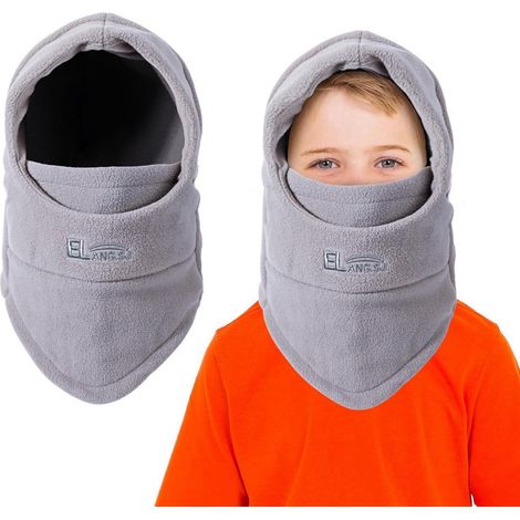 Kinder Sturmhaube Thermo Fleece winddicht verstellbar für 4-9 Jahre, warm, hellgrau (1/5)