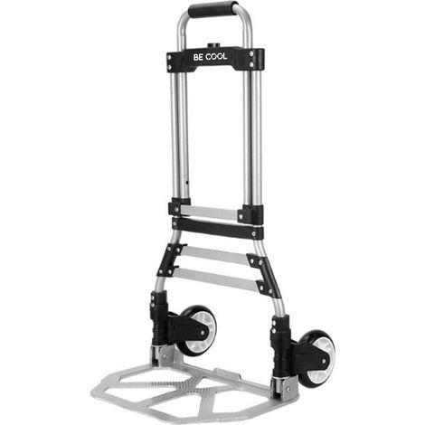 Diable Pliable en Aluminium - Charge maximale : 80 kg - Résistant - Réglable en Hauteur - Pratique et Portable - Noir (1/3)