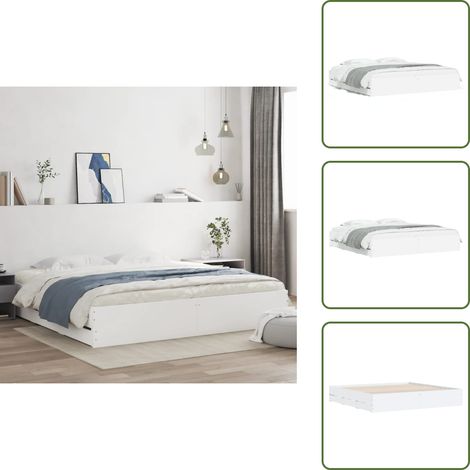Cadre de lit avec tiroirs sans matelas blanc 200x200 cm - Cadre De Lit - Lit Double - Lit Avec Tiroir - Meuble De Chambre - Literie (1/5)