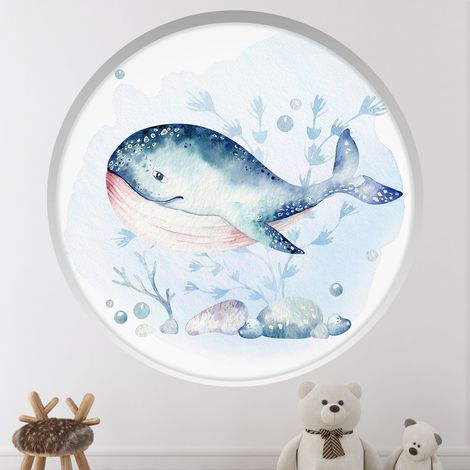 Stickers Trompe l'oeil Arche ronde Enfants - Baleine - Diamètre 40 cm (1/4)