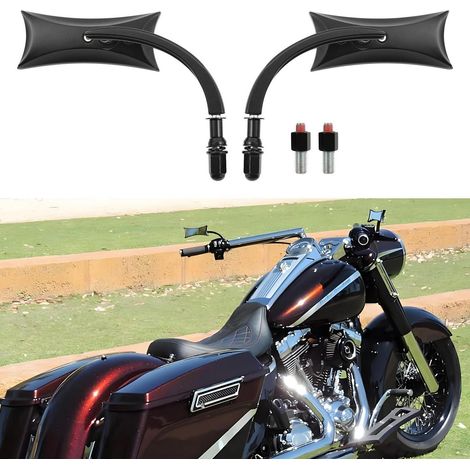 Motorrad Spiegel Schwarz M10 Unregelmäßige Form für Harley Davidson (1/5)