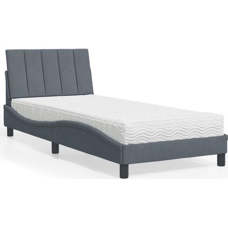 Bett mit Matratze Dunkelgrau 80x200 cm Samt vidaXL836441 (1/5)