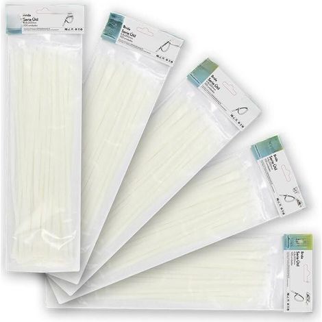 Sachet de 100 serre-câbles blancs de 4,8 x 200 mm, 100% nylon 66, résistants et durables, parfaits pour organiser les câbles et fixer des objets.