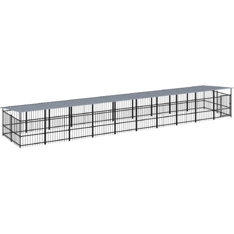 Maison Exclusive - Chenil d'extérieur avec toit pour chiens Acier 18,77 m² (1/5)