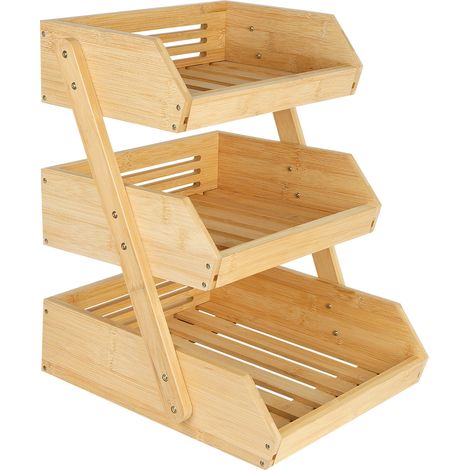 Bambus-Obstkorbständer, Obstkorb-Aufbewahrungshalter, 3-stöckiger Obstkorb, dekorativer Obstschalen-Organizer, Gemüse-, Brot- und Küchenregal
