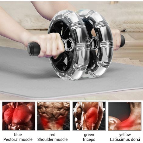 Rouleau de Fitness pour Abdominaux, Équipement de Musculation à Roue - Tonifiez Votre Ceinture Abdominale - Noir