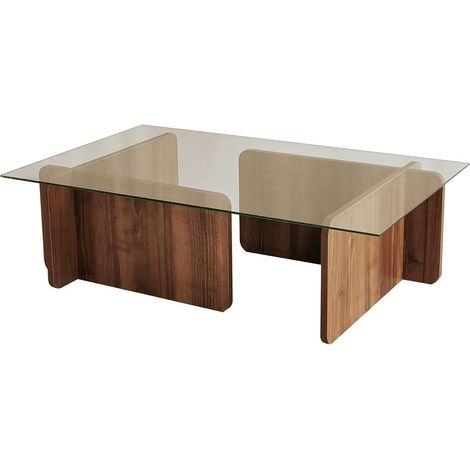 Table basse rectangulaire avec plateau en verre design minimaliste ESCAPE (1/5)