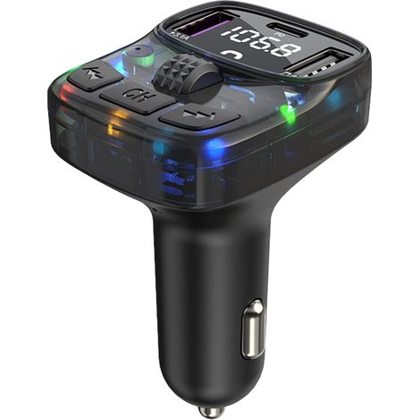Adaptador de corriente para automóvil, cargador multifuncional para vehículo, iluminación ambiental LED, cargador USB portátil, accesorio ajustable, cargador de viaje, dispositivo compacto para uso en