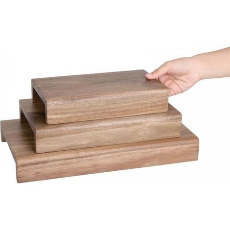 Lot de 3 rehausses plateau en acacia, 3 tailles différentes (1/5)