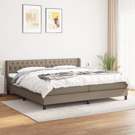 Lit Adulte - Lit à sommier tapissier avec matelas - Meuble de Chambre à Coucher - Taupe 200x200 cm Tissu XEJZT199364 (1/5)