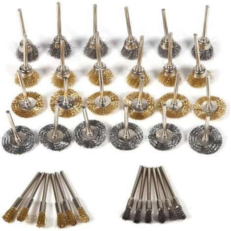 Garosa 36Pcs Brosse en Laiton de Polissage Ensemble Jeu de Brosses Métalliques pour Perceuse Outils Fil d'acier Inoxydable Kit Complet Forage Brosses Rotatifs (1/5)