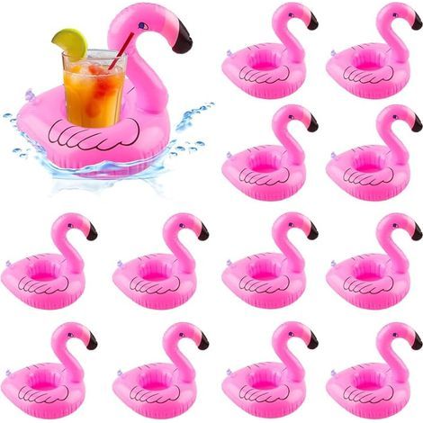 Porte Gobelet Piscine,Lot de 12 Porte-Boissons Piscine Gonflable,Porte Gobelets Gonflables,Flamant Porte-Boissons,Porte Gobelet Gonflable Piscine pour Beach Party Hawaii Summer Pool Party (1/4)