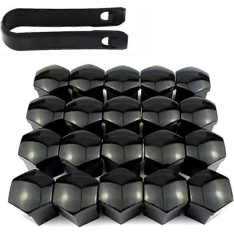 20 cache-écrous de roue de 21 mm, cache-écrous hexagonaux (noirs) (1/5)