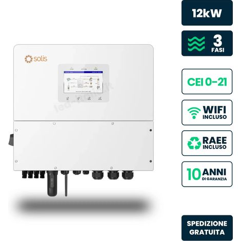 Inversor V-TAC Solis Trifásico Híbrido de Alta Tensión 12kW CEI 0-21 Contador TA IP66 (1/5)