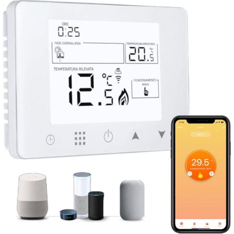 CRONOTERMOSTATO WIFI SMARTPHONE APP ALEXA GOOGLE TERMOSTATO DA PARETE O BOX 503 DISPLAY IN ITALIANO SMART LIFE TUYA HOMECLOUD