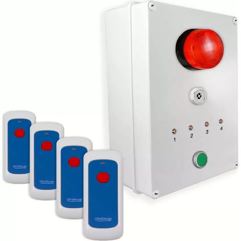 Système d'identification d'alerte sans-fil 900m - 4 boutons mobiles / Sirène / Flash / LEDs / Bouton d'arrêt (DA600+)